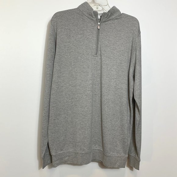 Peter Millar Gray Lightweight Stretch 1/4 Zip Mock Neck Pullover Size Large - Picture 3 of 10